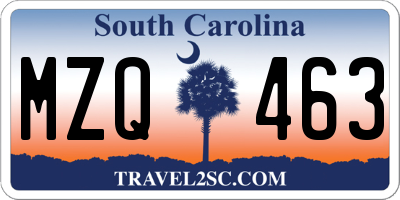 SC license plate MZQ463