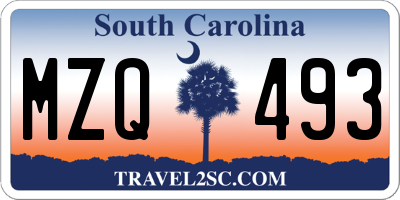 SC license plate MZQ493