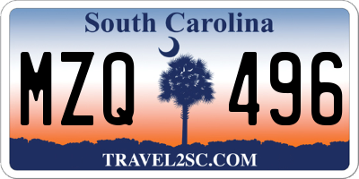 SC license plate MZQ496