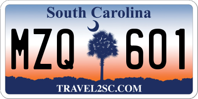 SC license plate MZQ601