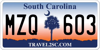 SC license plate MZQ603
