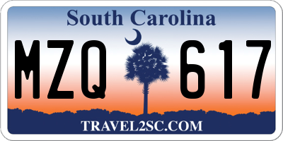 SC license plate MZQ617