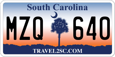 SC license plate MZQ640