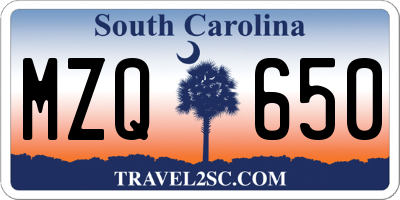 SC license plate MZQ650