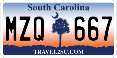 SC license plate MZQ667