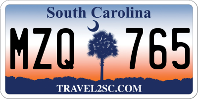 SC license plate MZQ765