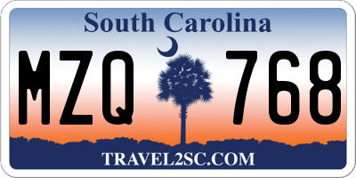 SC license plate MZQ768