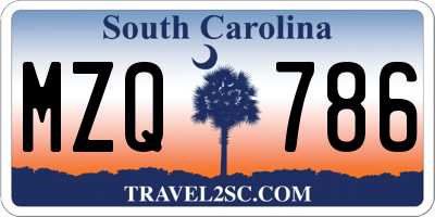 SC license plate MZQ786