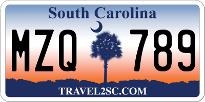 SC license plate MZQ789