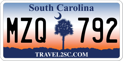 SC license plate MZQ792
