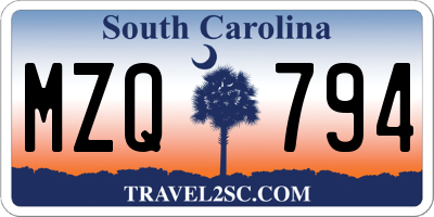 SC license plate MZQ794