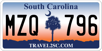 SC license plate MZQ796