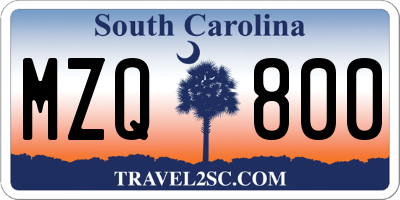 SC license plate MZQ800