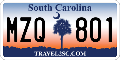 SC license plate MZQ801