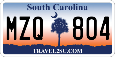 SC license plate MZQ804
