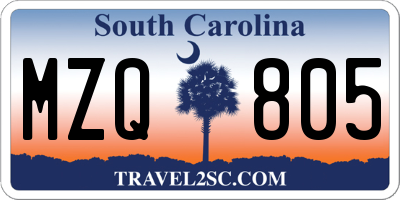 SC license plate MZQ805