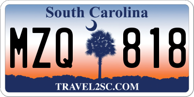 SC license plate MZQ818