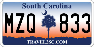 SC license plate MZQ833