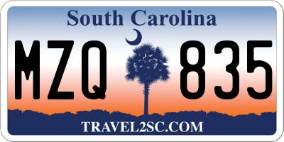 SC license plate MZQ835