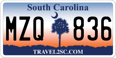 SC license plate MZQ836