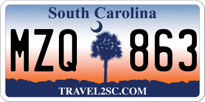SC license plate MZQ863