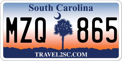 SC license plate MZQ865