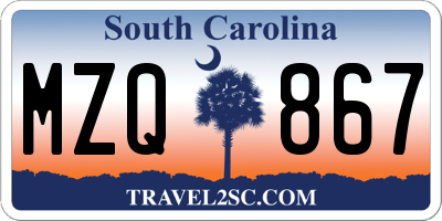 SC license plate MZQ867
