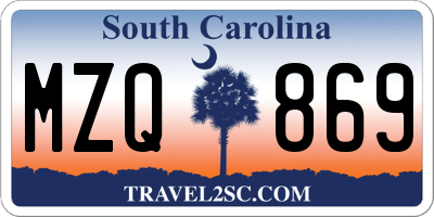 SC license plate MZQ869