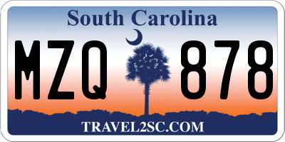 SC license plate MZQ878