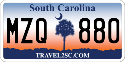 SC license plate MZQ880