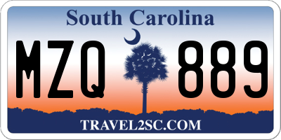 SC license plate MZQ889