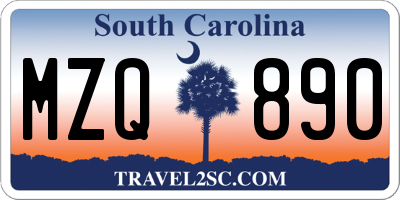 SC license plate MZQ890