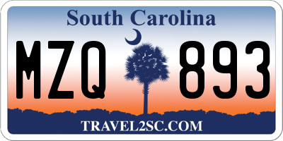 SC license plate MZQ893