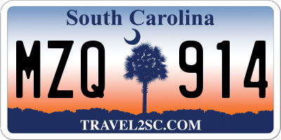SC license plate MZQ914