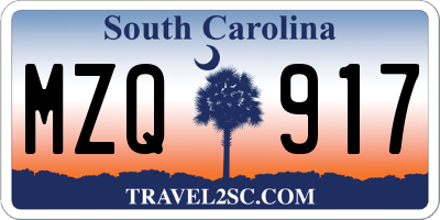 SC license plate MZQ917
