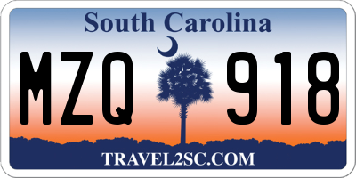 SC license plate MZQ918