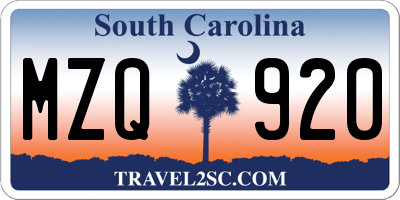 SC license plate MZQ920