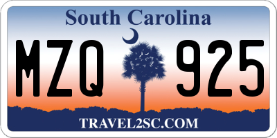 SC license plate MZQ925