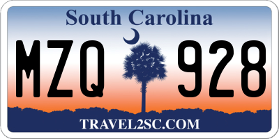 SC license plate MZQ928