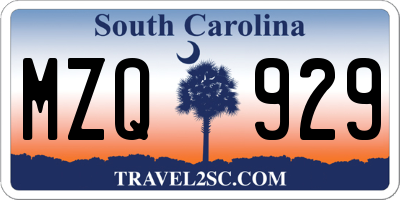 SC license plate MZQ929