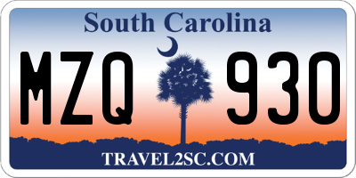SC license plate MZQ930