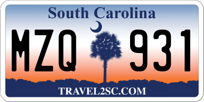 SC license plate MZQ931