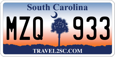SC license plate MZQ933