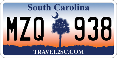 SC license plate MZQ938