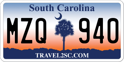 SC license plate MZQ940