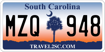 SC license plate MZQ948