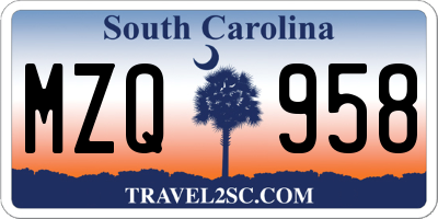 SC license plate MZQ958