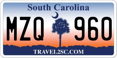 SC license plate MZQ960