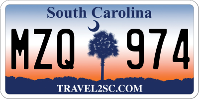 SC license plate MZQ974
