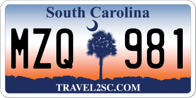 SC license plate MZQ981